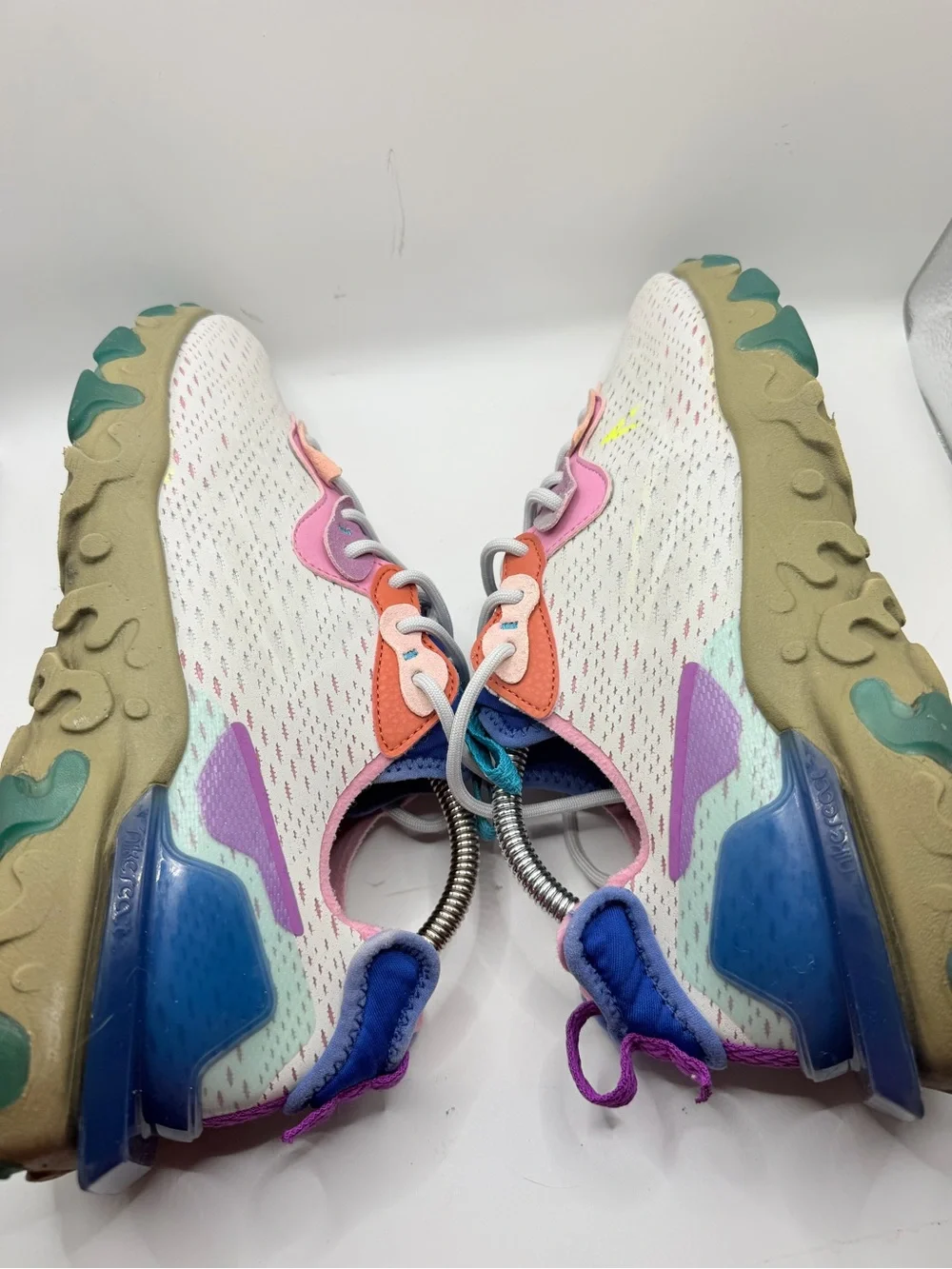 Nike Cream Sneakers with Pink, Purple, Blue and Tan Accents